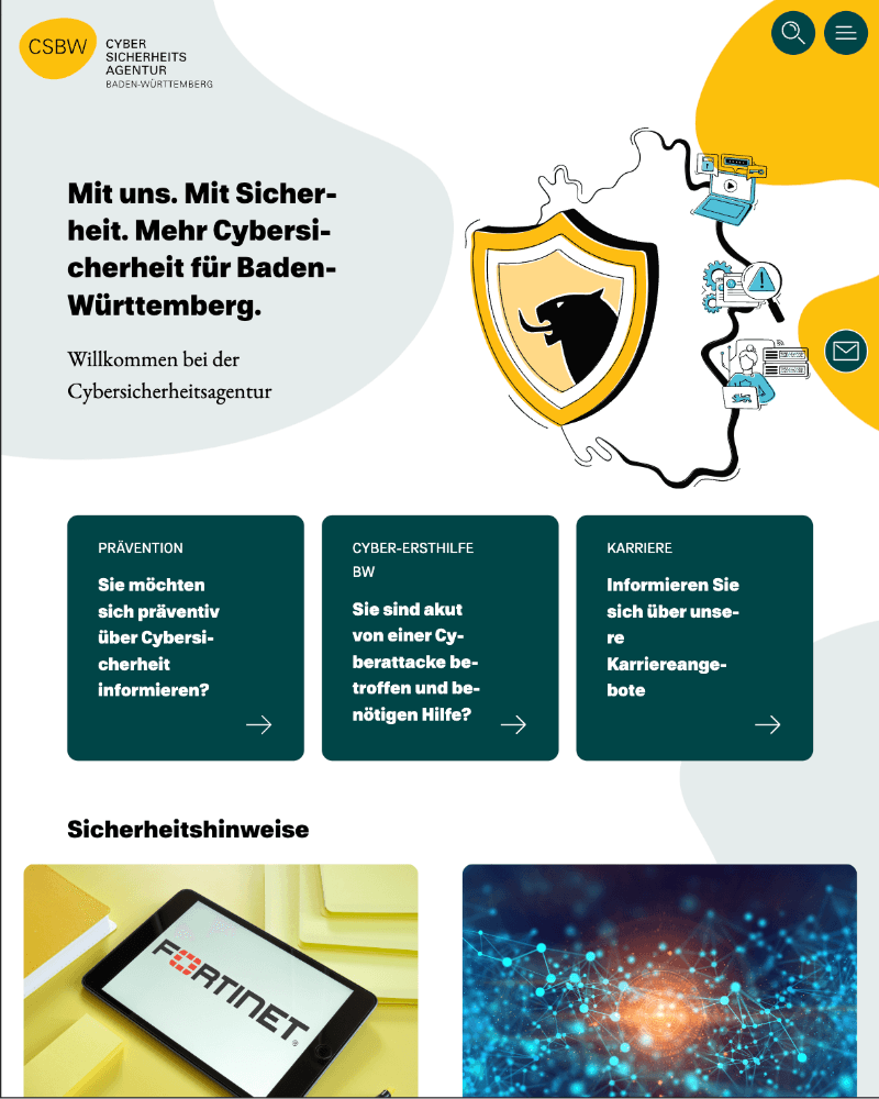 Website Screenshot of Cybersecurity Agency Baden-Württemberg